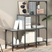 Boekenkast 92x30x102 cm bewerkt hout metaal grijs sonoma