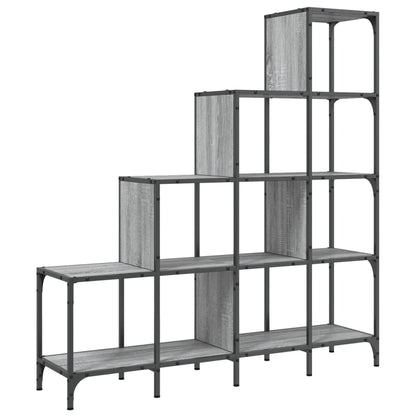 Boekenkast 122X30X132 Cm Bewerkt Hout En Metaal Grijs Sonoma