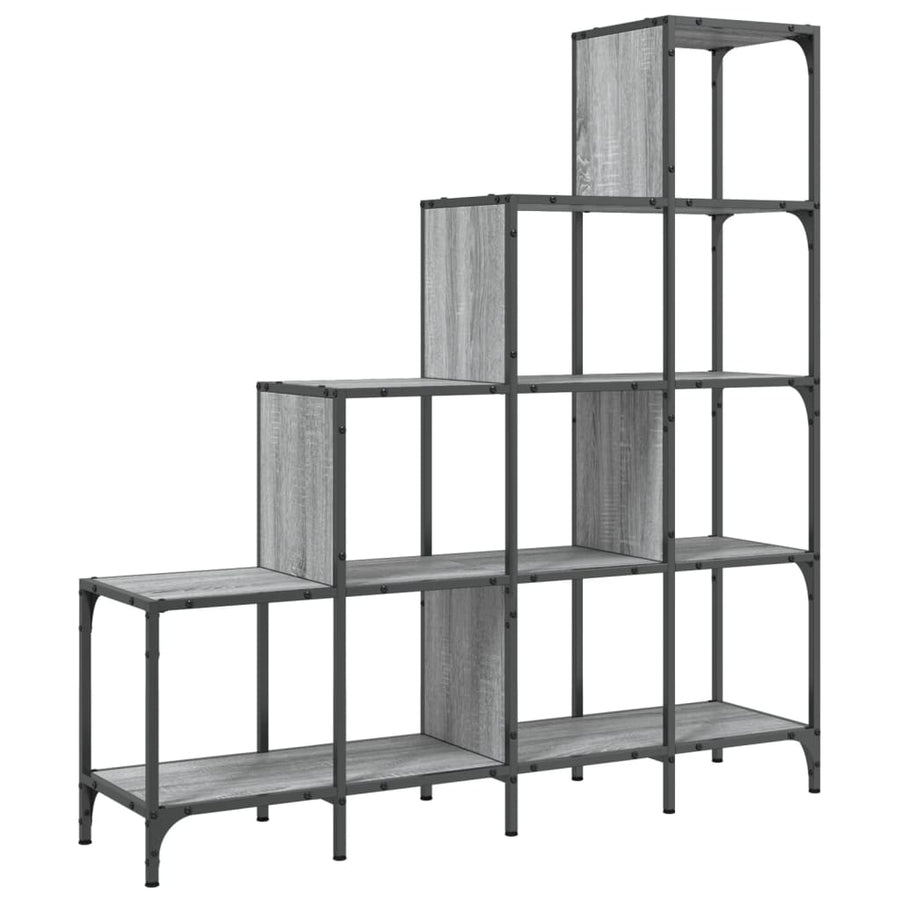 Boekenkast 122X30X132 Cm Bewerkt Hout En Metaal Grijs Sonoma