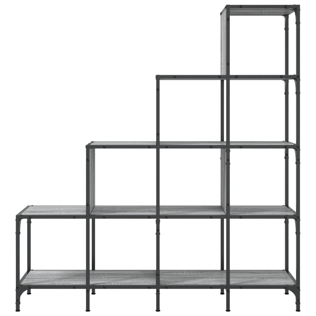 Boekenkast 122X30X132 Cm Bewerkt Hout En Metaal Grijs Sonoma