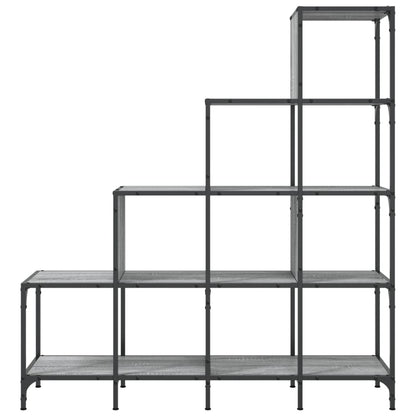 Boekenkast 122X30X132 Cm Bewerkt Hout En Metaal Grijs Sonoma