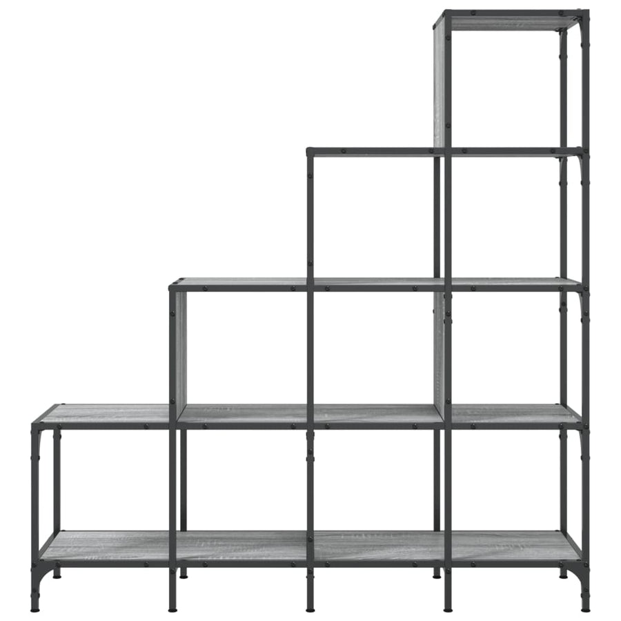 Boekenkast 122X30X132 Cm Bewerkt Hout En Metaal Grijs Sonoma