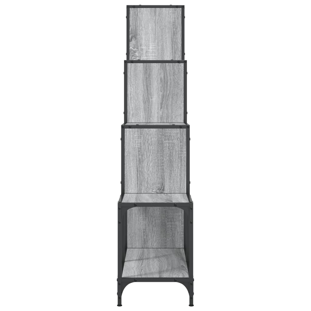 Boekenkast 122X30X132 Cm Bewerkt Hout En Metaal Grijs Sonoma