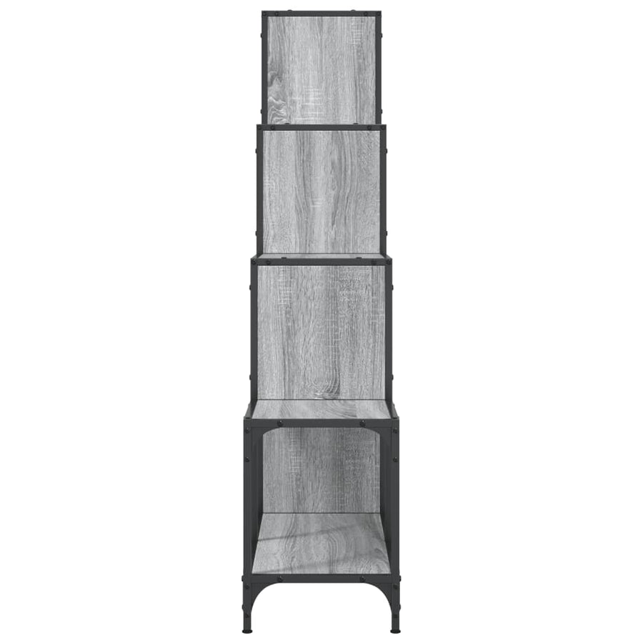 Boekenkast 122X30X132 Cm Bewerkt Hout En Metaal Grijs Sonoma