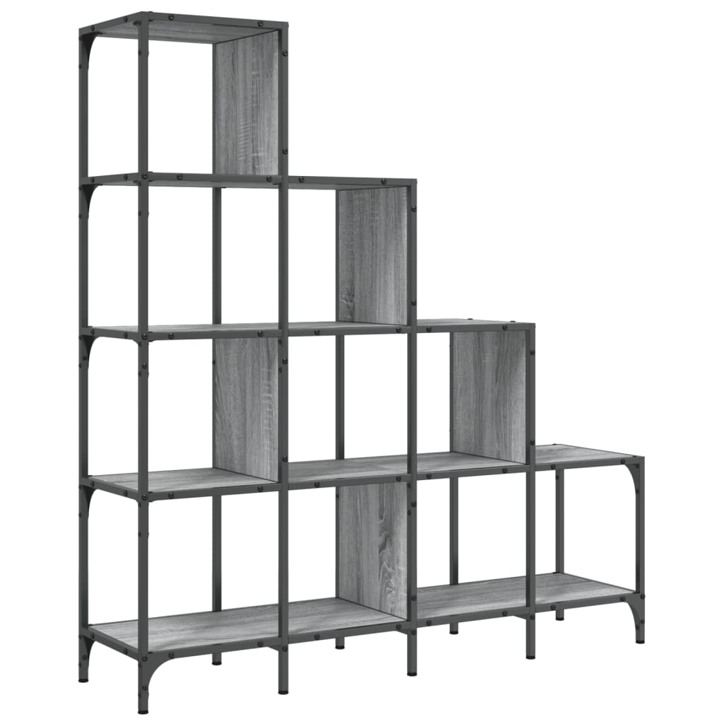 Boekenkast 122X30X132 Cm Bewerkt Hout En Metaal Grijs Sonoma
