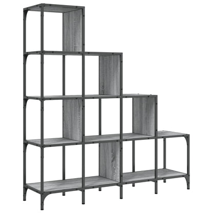 Boekenkast 122X30X132 Cm Bewerkt Hout En Metaal Grijs Sonoma