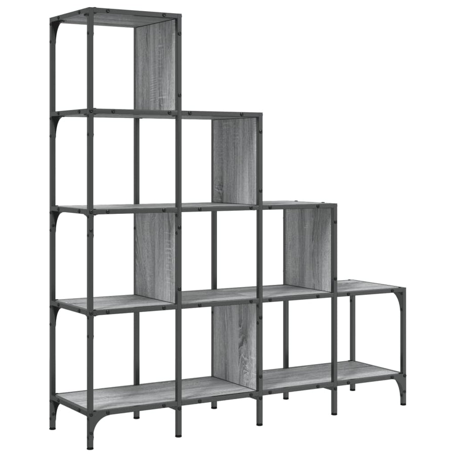Boekenkast 122X30X132 Cm Bewerkt Hout En Metaal Grijs Sonoma