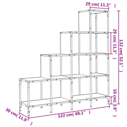 Boekenkast 122X30X132 Cm Bewerkt Hout En Metaal Grijs Sonoma