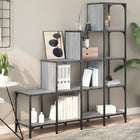 Boekenkast 122x30x132 cm grijs sonoma bewerkt hout metaal