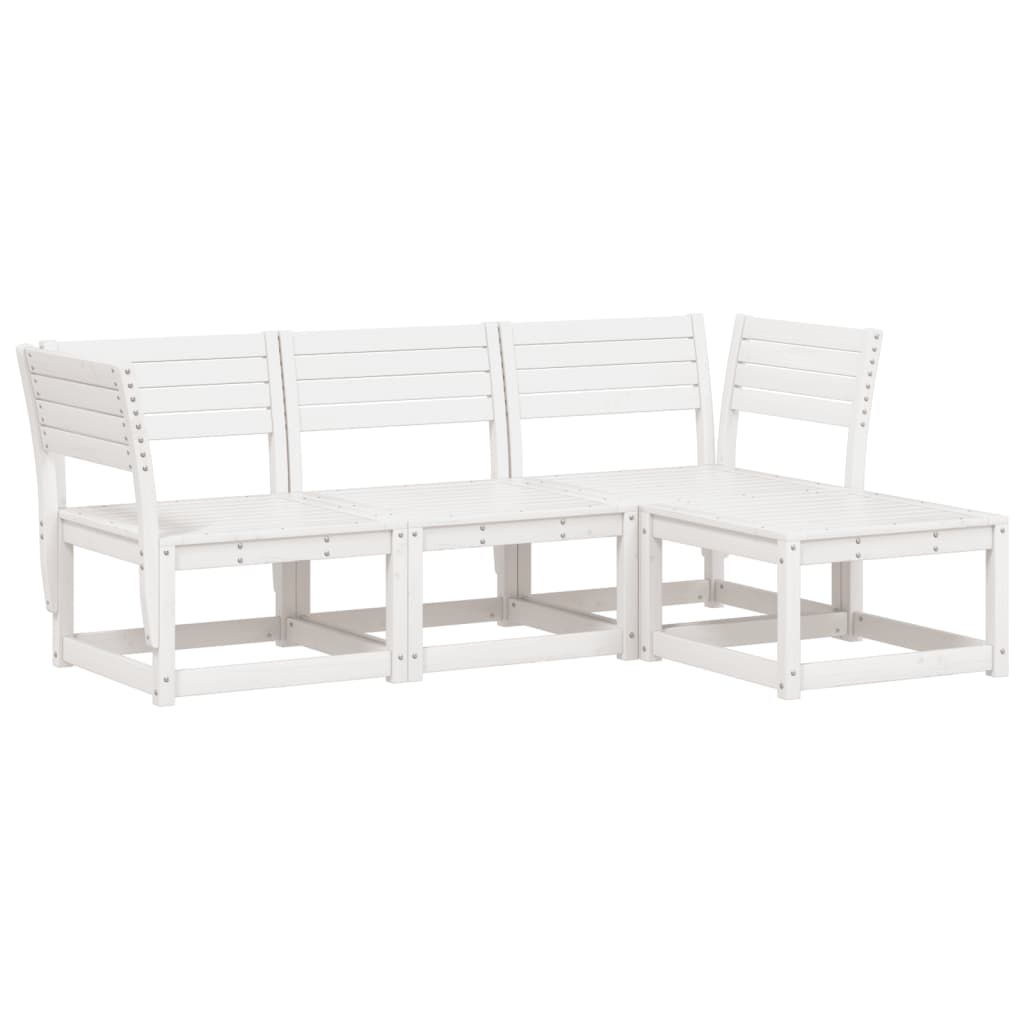 4-Delige Loungeset Massief Grenenhout Wit Nee