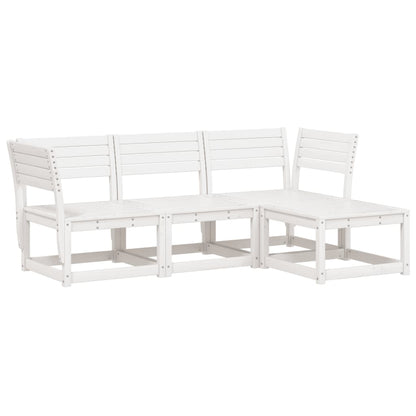 4-Delige Loungeset Massief Grenenhout Wit Nee