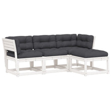 4-Delige Loungeset Met Kussens Massief Grenenhout Wit Ja