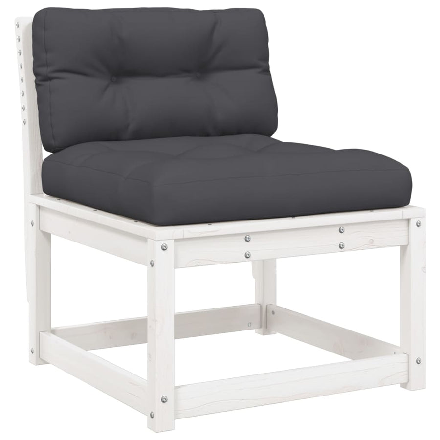4-Delige Loungeset Met Kussens Massief Grenenhout Wit Ja