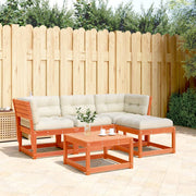 Loungeset 4-delig massief grenenhout wasbruin