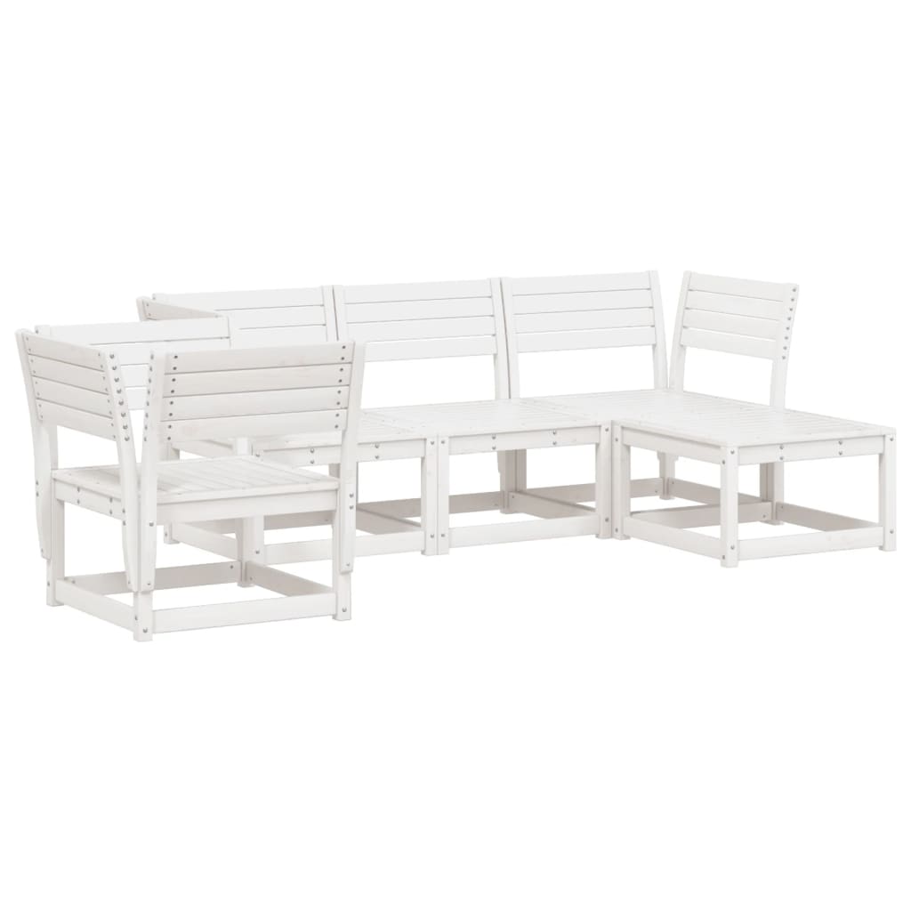 5-Delige Loungeset Massief Grenenhout Wit Nee
