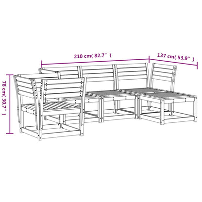 5-Delige Loungeset Massief Grenenhout Wit Nee