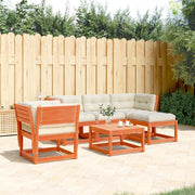 Loungeset 5-delig massief grenenhout wasbruin