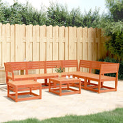 Loungeset 7-delig massief grenenhout wasbruin