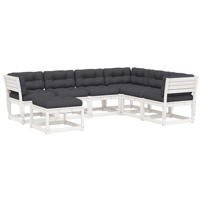 7-Delige Loungeset Met Kussens Massief Grenenhout Wit Ja