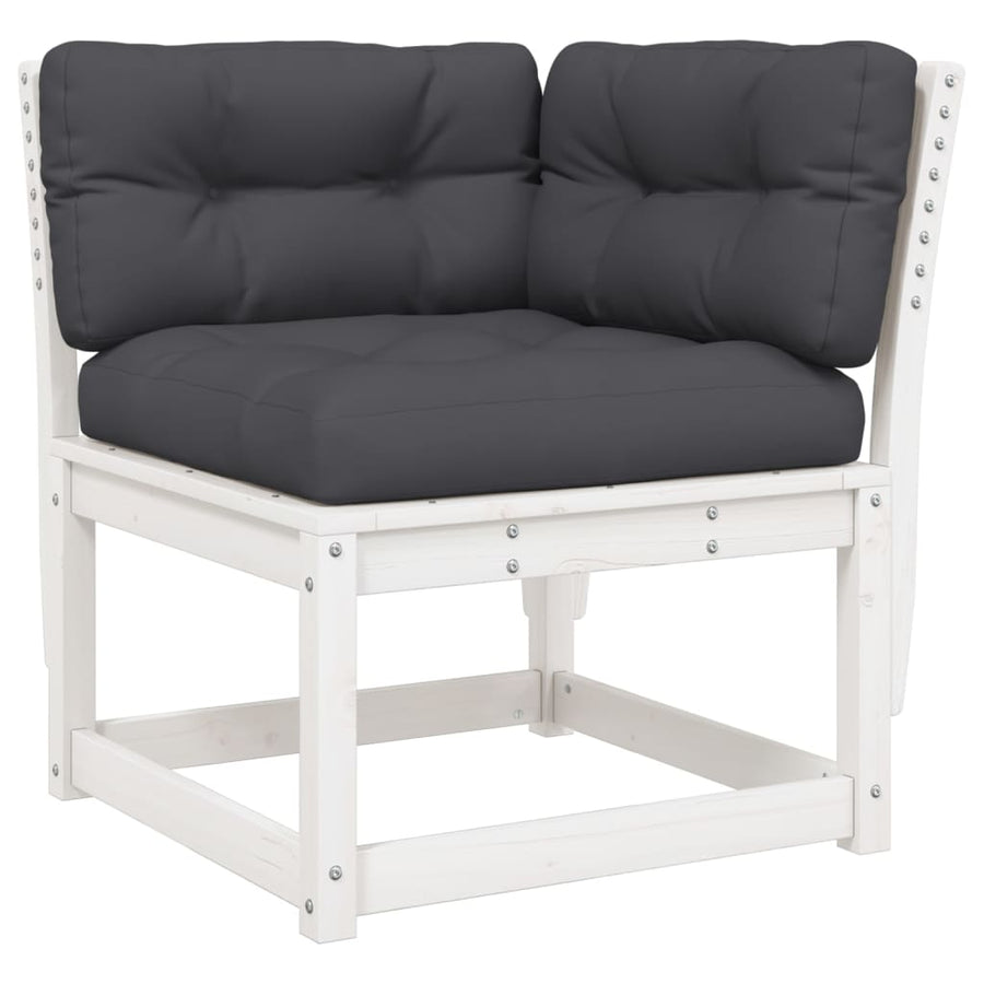 7-Delige Loungeset Met Kussens Massief Grenenhout Wit Ja