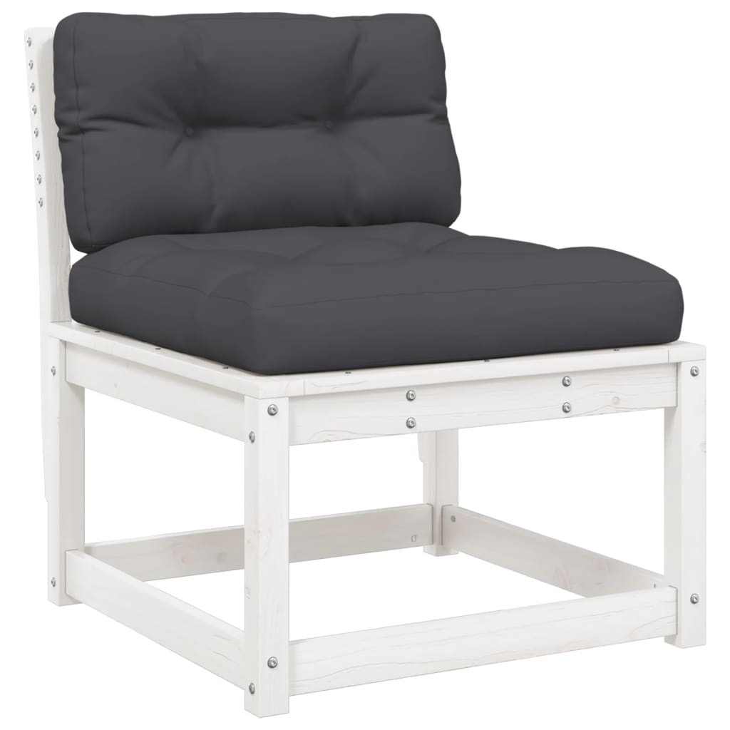 7-Delige Loungeset Met Kussens Massief Grenenhout Wit Ja
