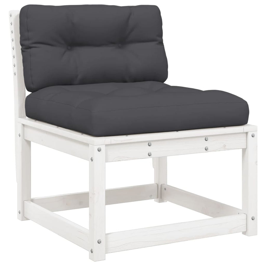 7-Delige Loungeset Met Kussens Massief Grenenhout Wit Ja