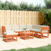 Loungeset 7-delig massief grenenhout wasbruin