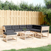 Loungeset 7-delig massief grenenhout antraciet kussens