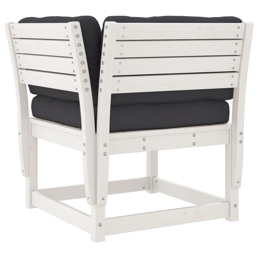 7-Delige Loungeset Met Kussens Massief Grenenhout Wit
