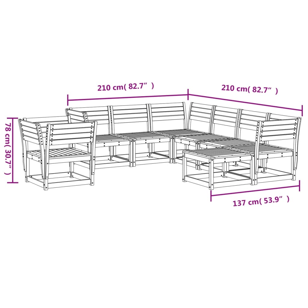 8-Delige Loungeset Massief Grenenhout Wit