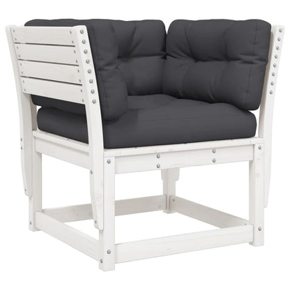 8-Delige Loungeset Met Kussens Massief Grenenhout Wit