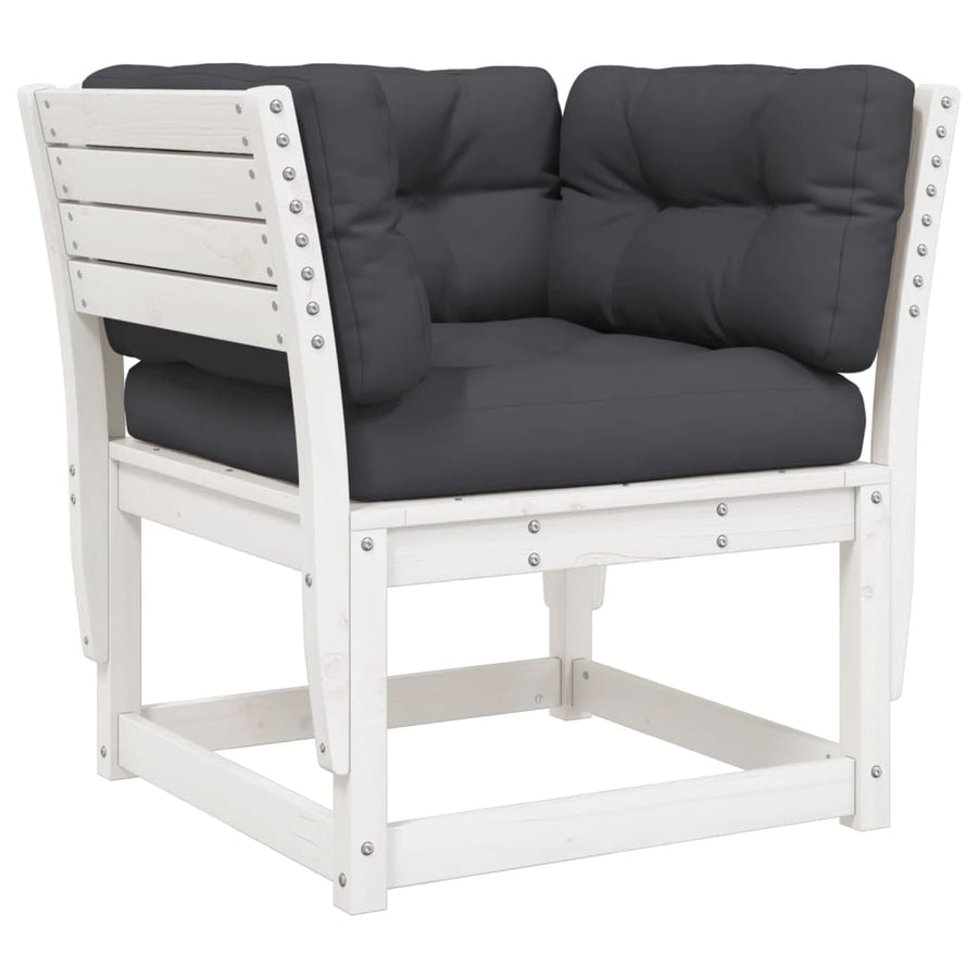 8-Delige Loungeset Met Kussens Massief Grenenhout Wit