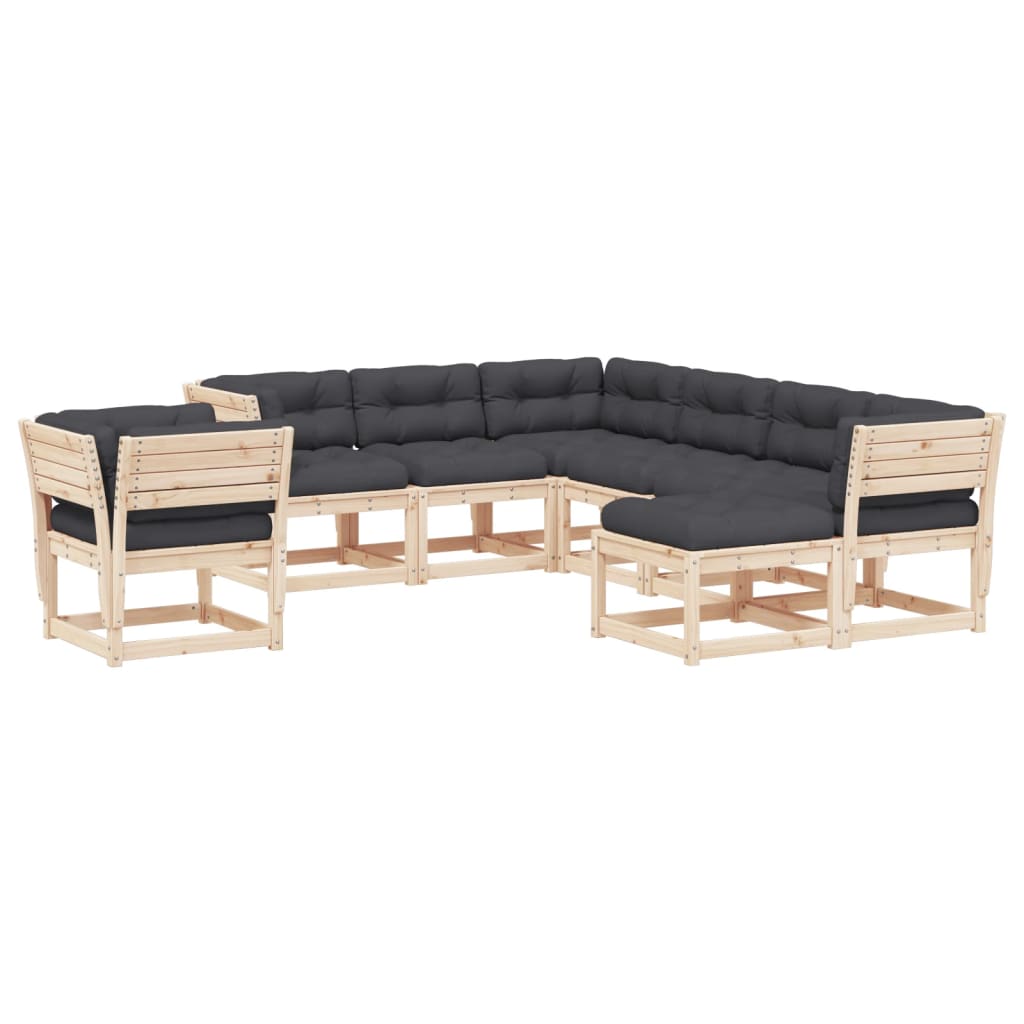 8-Delige Loungeset Met Kussens Massief Grenenhout