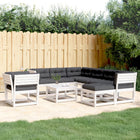 8-piece Lounge Set with Cushions Solid Pine Wood White