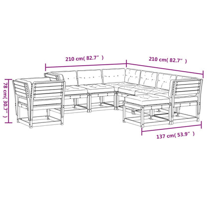 8-Delige Loungeset Met Kussens Massief Grenenhout Wasbruin