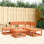 Loungeset 5-delig massief grenenhout wasbruin