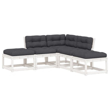 5-Delige Loungeset Met Kussens Massief Grenenhout Wit Ja