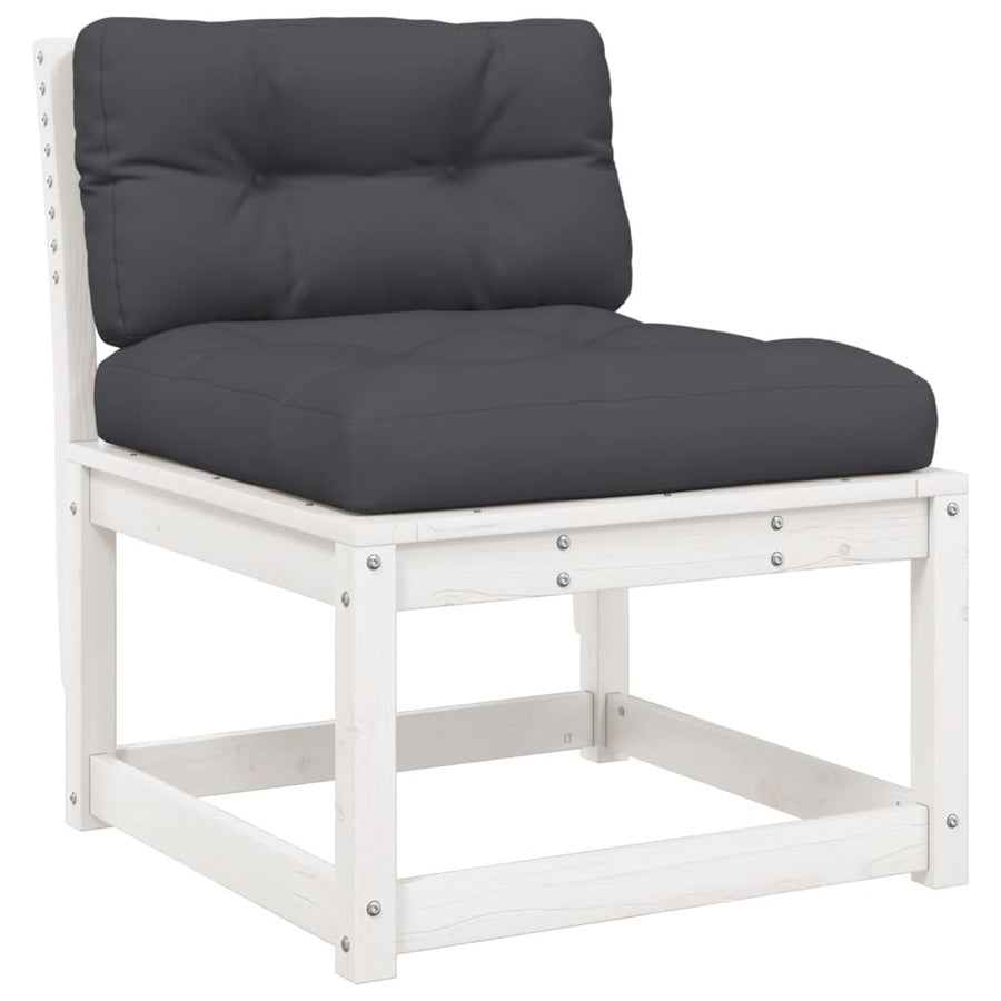 5-Delige Loungeset Met Kussens Massief Grenenhout Wit Ja