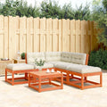 5-Piece Lounge Set with Cushions Solid Pine Washed Brown