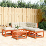 Loungeset 5-delig massief grenenhout wasbruin