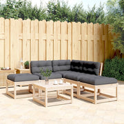 Loungeset 5-delig massief grenenhout met kussens