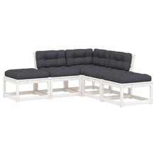 5-Delige Loungeset Met Kussens Massief Grenenhout Wit