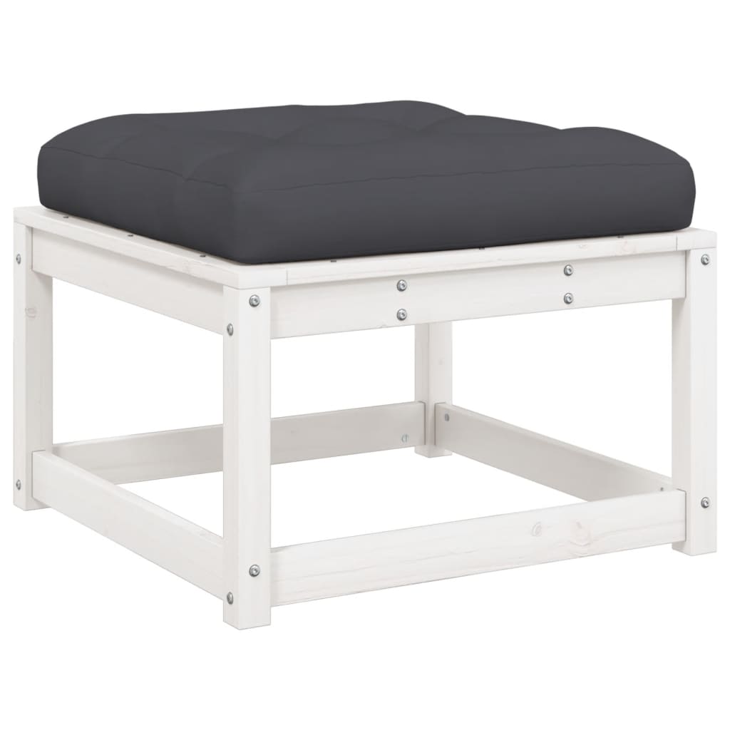 5-Delige Loungeset Met Kussens Massief Grenenhout Wit
