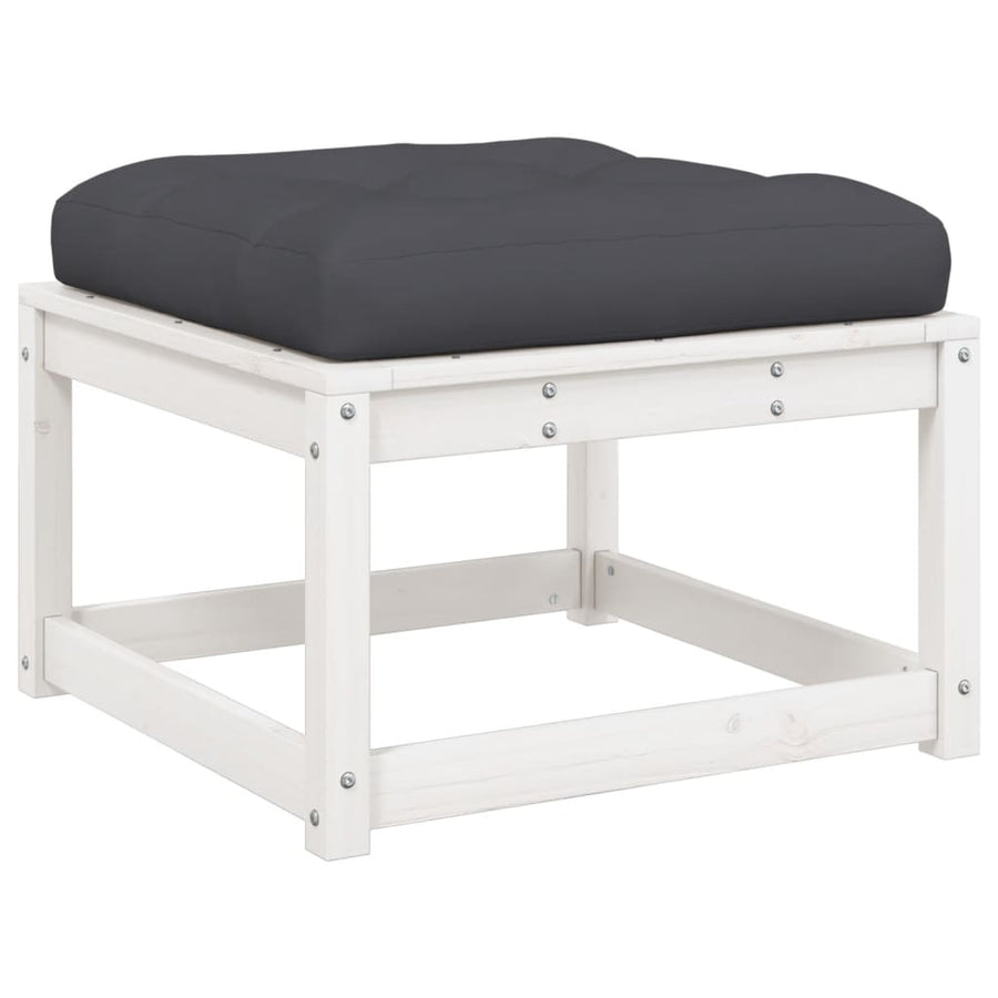5-Delige Loungeset Met Kussens Massief Grenenhout Wit