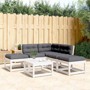 Loungeset 5-delig massief grenenhout wit