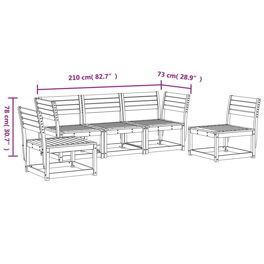 5-Delige Loungeset Massief Grenenhout Wit Nee