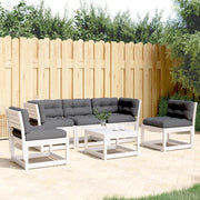 Loungeset 5-delig massief grenenhout wit