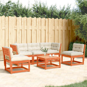 Loungeset 5-delig massief grenenhout wasbruin