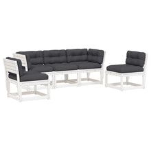 5-Delige Loungeset Met Kussens Massief Grenenhout Wit