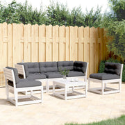Loungeset 5-delig massief grenenhout wit